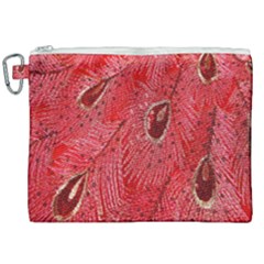Red Peacock Floral Embroidered Long Qipao Traditional Chinese Cheongsam Mandarin Canvas Cosmetic Bag (XXL)