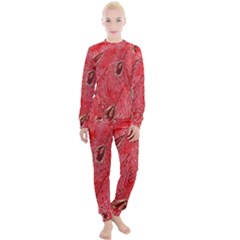 Red Peacock Floral Embroidered Long Qipao Traditional Chinese Cheongsam Mandarin Women s Lounge Set