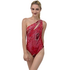 Red Peacock Floral Embroidered Long Qipao Traditional Chinese Cheongsam Mandarin To One Side Swimsuit