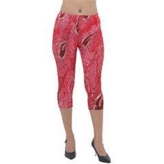 Red Peacock Floral Embroidered Long Qipao Traditional Chinese Cheongsam Mandarin Lightweight Velour Capri Leggings 