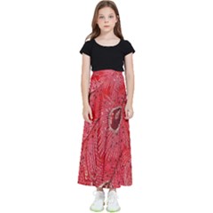 Red Peacock Floral Embroidered Long Qipao Traditional Chinese Cheongsam Mandarin Kids  Flared Maxi Skirt