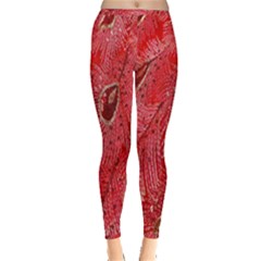 Red Peacock Floral Embroidered Long Qipao Traditional Chinese Cheongsam Mandarin Inside Out Leggings