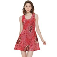 Red Peacock Floral Embroidered Long Qipao Traditional Chinese Cheongsam Mandarin Inside Out Reversible Sleeveless Dress