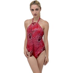 Red Peacock Floral Embroidered Long Qipao Traditional Chinese Cheongsam Mandarin Go with the Flow One Piece Swimsuit