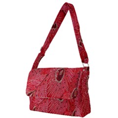 Red Peacock Floral Embroidered Long Qipao Traditional Chinese Cheongsam Mandarin Full Print Messenger Bag (S)