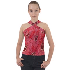 Red Peacock Floral Embroidered Long Qipao Traditional Chinese Cheongsam Mandarin Cross Neck Velour Top