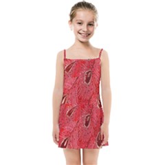Red Peacock Floral Embroidered Long Qipao Traditional Chinese Cheongsam Mandarin Kids  Summer Sun Dress
