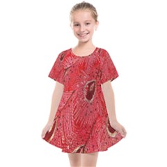 Red Peacock Floral Embroidered Long Qipao Traditional Chinese Cheongsam Mandarin Kids  Smock Dress