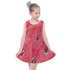 Red Peacock Floral Embroidered Long Qipao Traditional Chinese Cheongsam Mandarin Kids  Summer Dress