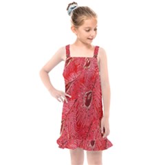 Red Peacock Floral Embroidered Long Qipao Traditional Chinese Cheongsam Mandarin Kids  Overall Dress