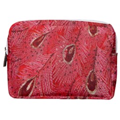 Red Peacock Floral Embroidered Long Qipao Traditional Chinese Cheongsam Mandarin Make Up Pouch (Medium)
