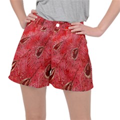 Red Peacock Floral Embroidered Long Qipao Traditional Chinese Cheongsam Mandarin Women s Ripstop Shorts