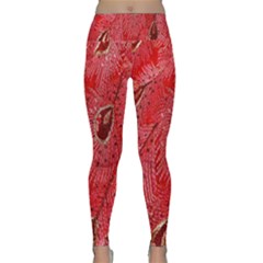 Red Peacock Floral Embroidered Long Qipao Traditional Chinese Cheongsam Mandarin Lightweight Velour Classic Yoga Leggings