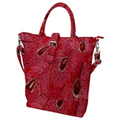 Red Peacock Floral Embroidered Long Qipao Traditional Chinese Cheongsam Mandarin Buckle Top Tote Bag