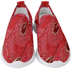 Red Peacock Floral Embroidered Long Qipao Traditional Chinese Cheongsam Mandarin Kids  Slip On Sneakers