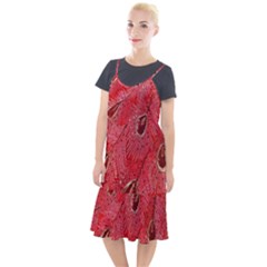 Red Peacock Floral Embroidered Long Qipao Traditional Chinese Cheongsam Mandarin Camis Fishtail Dress