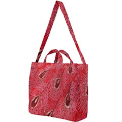 Red Peacock Floral Embroidered Long Qipao Traditional Chinese Cheongsam Mandarin Square Shoulder Tote Bag