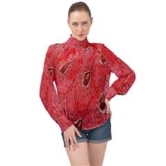 Red Peacock Floral Embroidered Long Qipao Traditional Chinese Cheongsam Mandarin High Neck Long Sleeve Chiffon Top