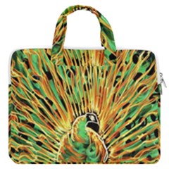 Unusual Peacock Drawn With Flame Lines Macbook Pro 13  Double Pocket Laptop Bag by Ket1n9