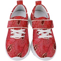 Red Peacock Floral Embroidered Long Qipao Traditional Chinese Cheongsam Mandarin Kids  Velcro Strap Shoes