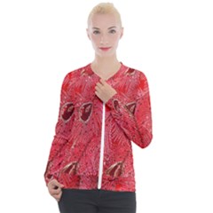 Red Peacock Floral Embroidered Long Qipao Traditional Chinese Cheongsam Mandarin Casual Zip Up Jacket