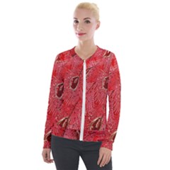 Red Peacock Floral Embroidered Long Qipao Traditional Chinese Cheongsam Mandarin Velvet Zip Up Jacket