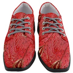 Red Peacock Floral Embroidered Long Qipao Traditional Chinese Cheongsam Mandarin Women Heeled Oxford Shoes