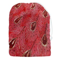 Red Peacock Floral Embroidered Long Qipao Traditional Chinese Cheongsam Mandarin Drawstring Pouch (3XL)