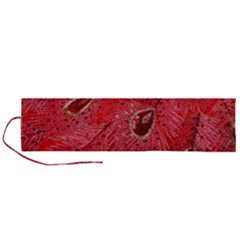 Red Peacock Floral Embroidered Long Qipao Traditional Chinese Cheongsam Mandarin Roll Up Canvas Pencil Holder (L)