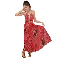 Red Peacock Floral Embroidered Long Qipao Traditional Chinese Cheongsam Mandarin Backless Maxi Beach Dress by Ket1n9