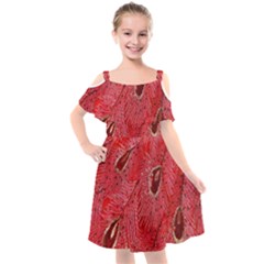 Red Peacock Floral Embroidered Long Qipao Traditional Chinese Cheongsam Mandarin Kids  Cut Out Shoulders Chiffon Dress