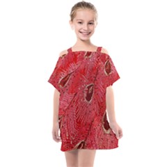 Red Peacock Floral Embroidered Long Qipao Traditional Chinese Cheongsam Mandarin Kids  One Piece Chiffon Dress