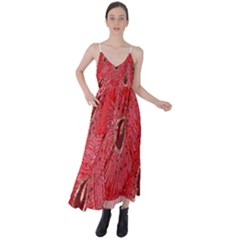 Red Peacock Floral Embroidered Long Qipao Traditional Chinese Cheongsam Mandarin Tie Back Maxi Dress