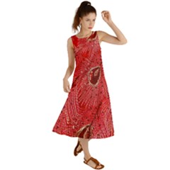 Red Peacock Floral Embroidered Long Qipao Traditional Chinese Cheongsam Mandarin Summer Maxi Dress
