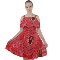 Red Peacock Floral Embroidered Long Qipao Traditional Chinese Cheongsam Mandarin Cut Out Shoulders Chiffon Dress
