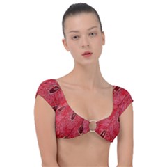 Red Peacock Floral Embroidered Long Qipao Traditional Chinese Cheongsam Mandarin Cap Sleeve Ring Bikini Top