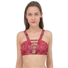 Red Peacock Floral Embroidered Long Qipao Traditional Chinese Cheongsam Mandarin Cage Up Bikini Top