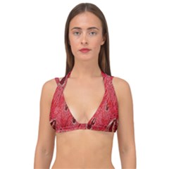Red Peacock Floral Embroidered Long Qipao Traditional Chinese Cheongsam Mandarin Double Strap Halter Bikini Top