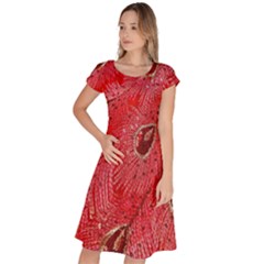 Red Peacock Floral Embroidered Long Qipao Traditional Chinese Cheongsam Mandarin Classic Short Sleeve Dress