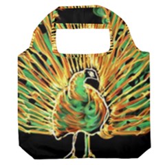 Unusual Peacock Drawn With Flame Lines Premium Foldable Grocery Recycle Bag by Ket1n9