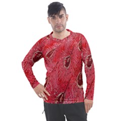 Red Peacock Floral Embroidered Long Qipao Traditional Chinese Cheongsam Mandarin Men s Pique Long Sleeve T-shirt