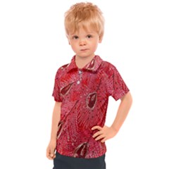 Red Peacock Floral Embroidered Long Qipao Traditional Chinese Cheongsam Mandarin Kids  Polo T-Shirt
