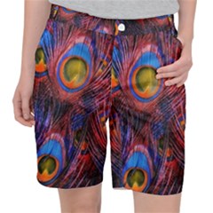 Pretty Peacock Feather Women s Pocket Shorts by Ket1n9