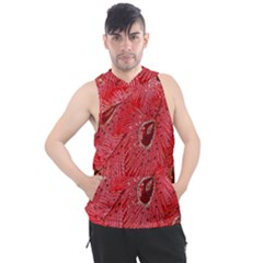 Red Peacock Floral Embroidered Long Qipao Traditional Chinese Cheongsam Mandarin Men s Sleeveless Hoodie