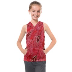 Red Peacock Floral Embroidered Long Qipao Traditional Chinese Cheongsam Mandarin Kids  Sleeveless Hoodie