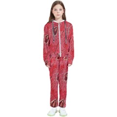 Red Peacock Floral Embroidered Long Qipao Traditional Chinese Cheongsam Mandarin Kids  Tracksuit