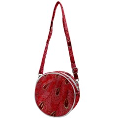 Red Peacock Floral Embroidered Long Qipao Traditional Chinese Cheongsam Mandarin Crossbody Circle Bag