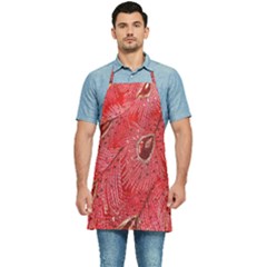 Red Peacock Floral Embroidered Long Qipao Traditional Chinese Cheongsam Mandarin Kitchen Apron