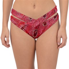 Red Peacock Floral Embroidered Long Qipao Traditional Chinese Cheongsam Mandarin Double Strap Halter Bikini Bottoms