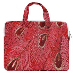 Red Peacock Floral Embroidered Long Qipao Traditional Chinese Cheongsam Mandarin MacBook Pro 13  Double Pocket Laptop Bag